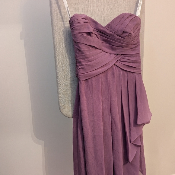 David's Bridal Dusty Rose Ruched Strapless Gown for Wedding Party - size 0 BNWOT - Picture 3 of 7